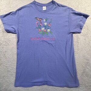 Vintage Y2k Pigeon Forge‎ TN Souvenir T-Shirt Embroidered Hummingbird Flowers